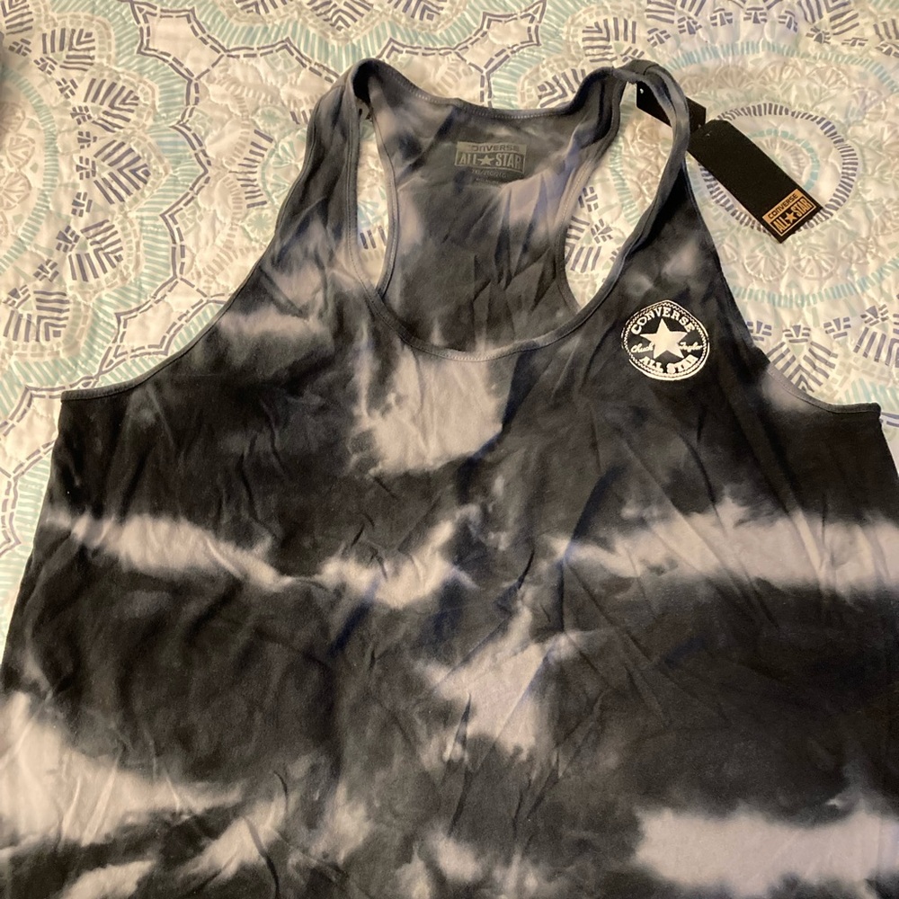 Converse tank top new with tags gray black tie dye